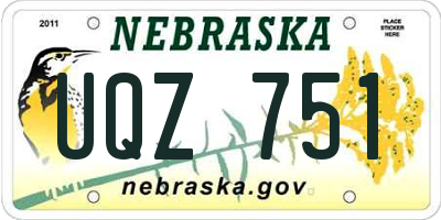 NE license plate UQZ751