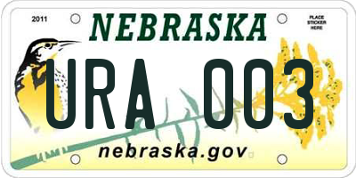 NE license plate URA003