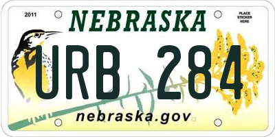 NE license plate URB284