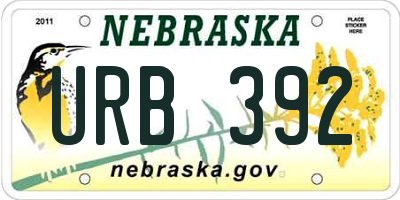 NE license plate URB392