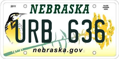 NE license plate URB636