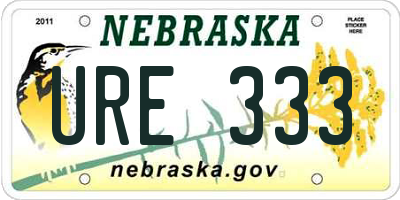 NE license plate URE333