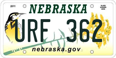 NE license plate URF362
