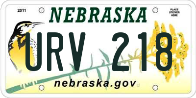 NE license plate URV218
