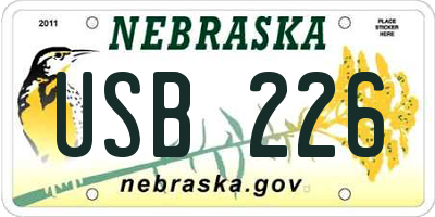 NE license plate USB226