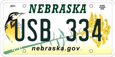 NE license plate USB334