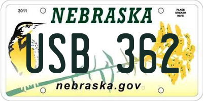 NE license plate USB362