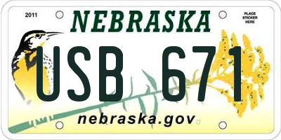 NE license plate USB671