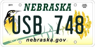 NE license plate USB748