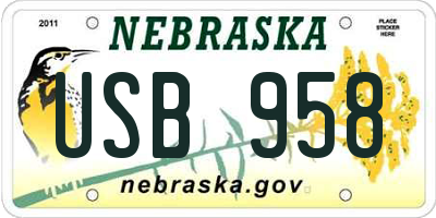NE license plate USB958