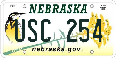 NE license plate USC254