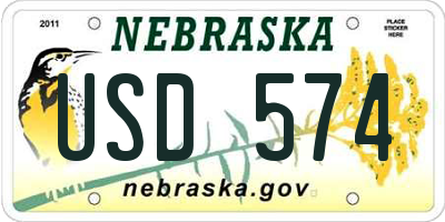 NE license plate USD574