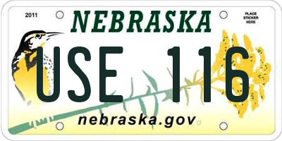 NE license plate USE116