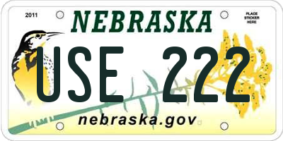 NE license plate USE222