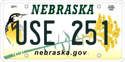 NE license plate USE251