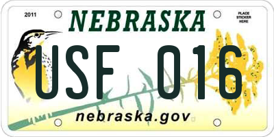 NE license plate USF016