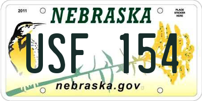 NE license plate USF154
