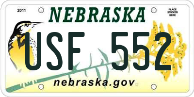 NE license plate USF552