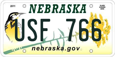 NE license plate USF766
