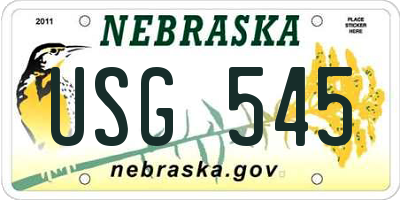 NE license plate USG545