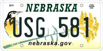 NE license plate USG581