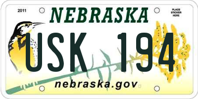 NE license plate USK194
