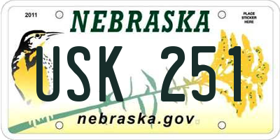 NE license plate USK251