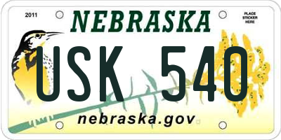 NE license plate USK540
