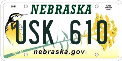 NE license plate USK610