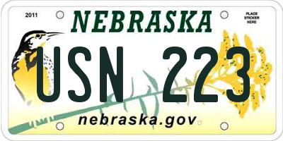 NE license plate USN223
