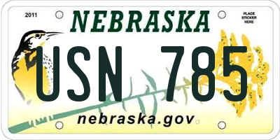 NE license plate USN785