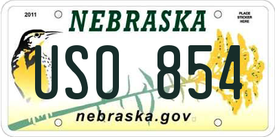 NE license plate USO854