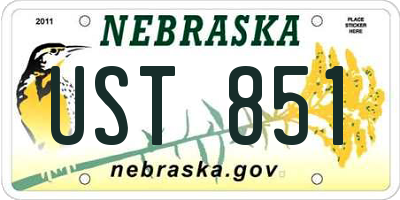 NE license plate UST851