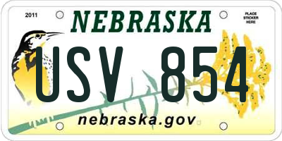 NE license plate USV854