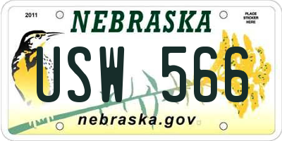 NE license plate USW566