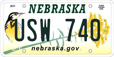 NE license plate USW740