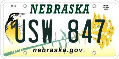 NE license plate USW847