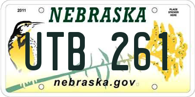 NE license plate UTB261