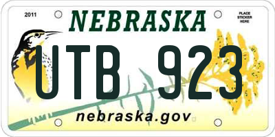 NE license plate UTB923