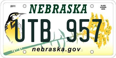 NE license plate UTB957