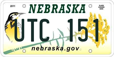 NE license plate UTC151