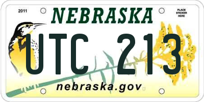 NE license plate UTC213