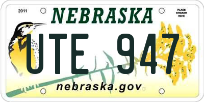 NE license plate UTE947