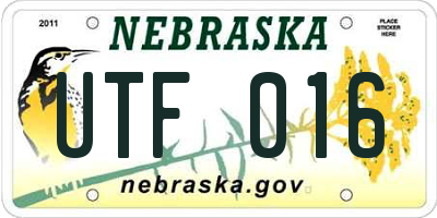 NE license plate UTF016