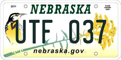 NE license plate UTF037