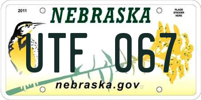 NE license plate UTF067