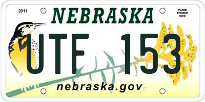 NE license plate UTF153