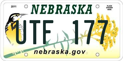 NE license plate UTF177