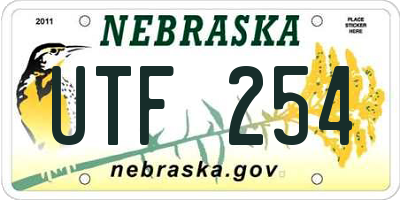 NE license plate UTF254