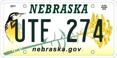NE license plate UTF274